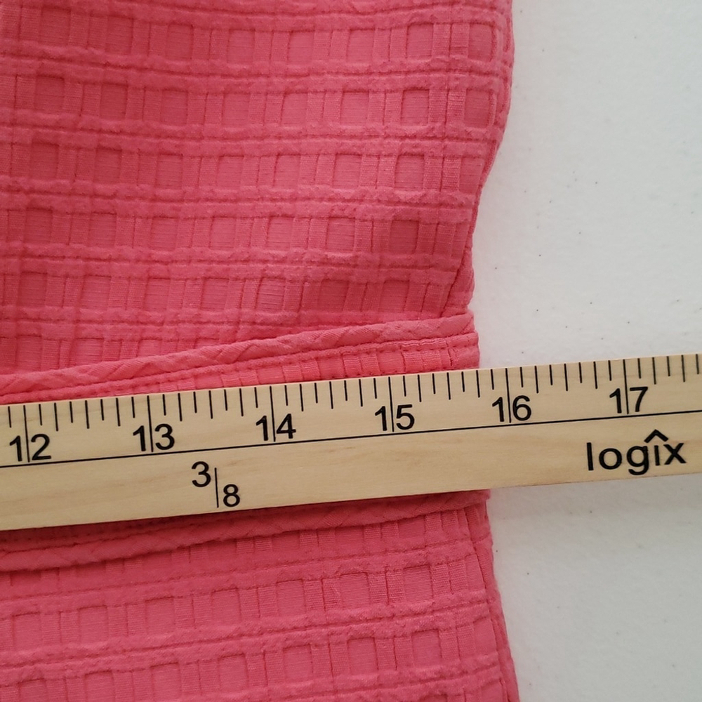 Liz Claiborne Midi Sheath Dress 8 Pink Basketweave Pockets Lined Work Office - Picture 13 of 16